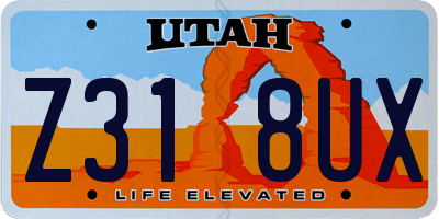 UT license plate Z318UX