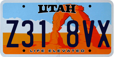 UT license plate Z318VX