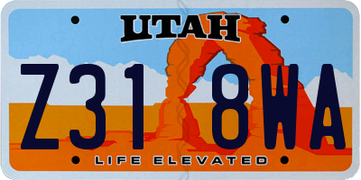 UT license plate Z318WA