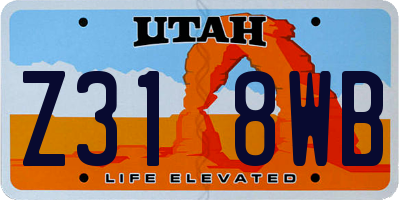 UT license plate Z318WB