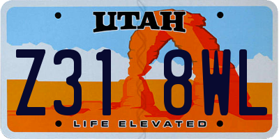 UT license plate Z318WL