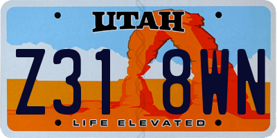 UT license plate Z318WN