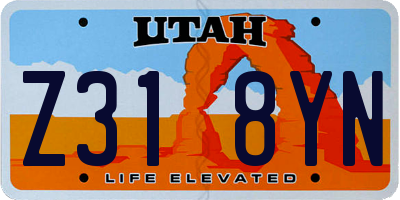 UT license plate Z318YN