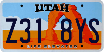 UT license plate Z318YS