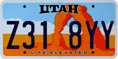 UT license plate Z318YY