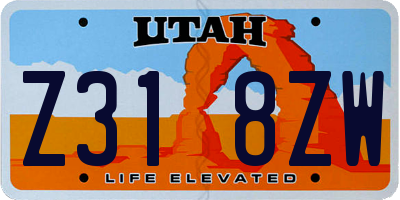 UT license plate Z318ZW