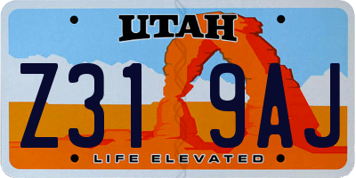 UT license plate Z319AJ