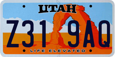 UT license plate Z319AQ