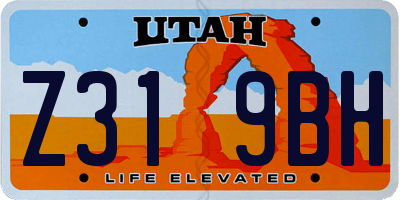 UT license plate Z319BH
