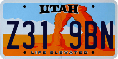 UT license plate Z319BN