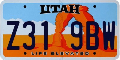 UT license plate Z319BW