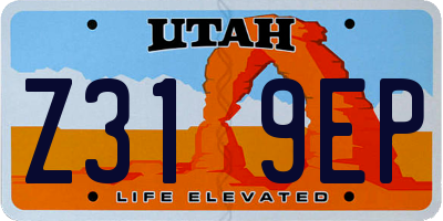 UT license plate Z319EP