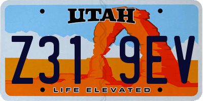 UT license plate Z319EV