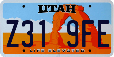 UT license plate Z319FE