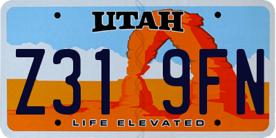 UT license plate Z319FN
