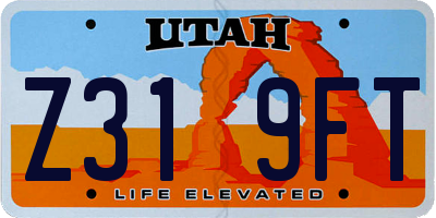 UT license plate Z319FT