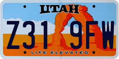 UT license plate Z319FW