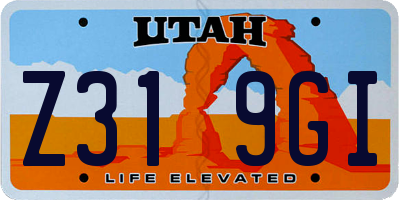 UT license plate Z319GI