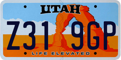 UT license plate Z319GP