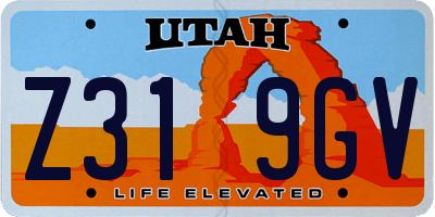 UT license plate Z319GV