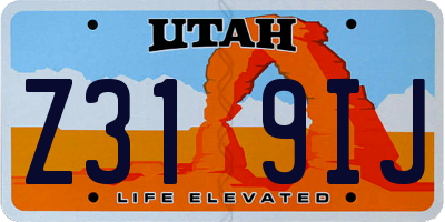 UT license plate Z319IJ