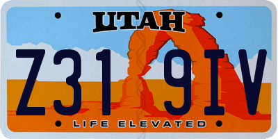 UT license plate Z319IV