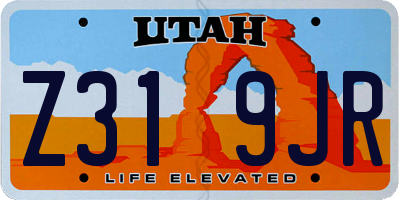 UT license plate Z319JR