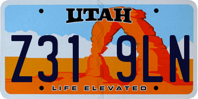 UT license plate Z319LN