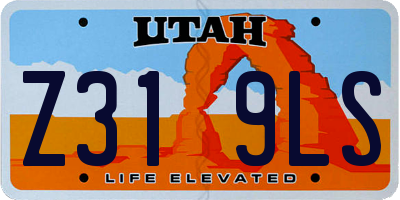 UT license plate Z319LS