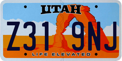 UT license plate Z319NJ