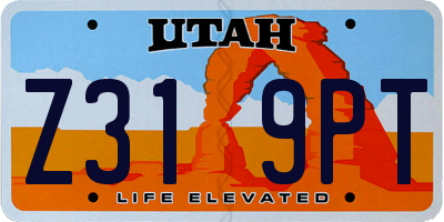 UT license plate Z319PT