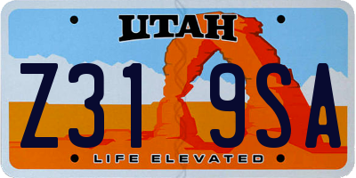 UT license plate Z319SA