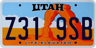 UT license plate Z319SB