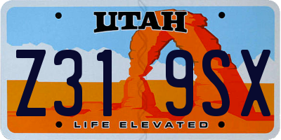 UT license plate Z319SX