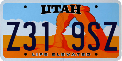 UT license plate Z319SZ