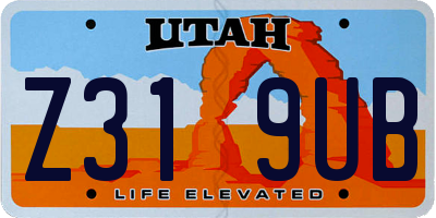 UT license plate Z319UB