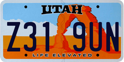 UT license plate Z319UN