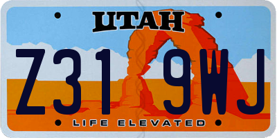 UT license plate Z319WJ
