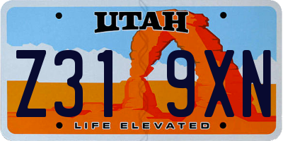UT license plate Z319XN