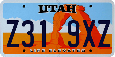 UT license plate Z319XZ