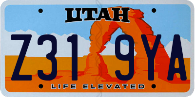 UT license plate Z319YA