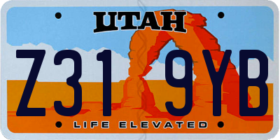 UT license plate Z319YB