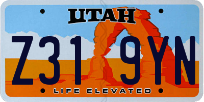 UT license plate Z319YN