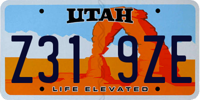 UT license plate Z319ZE