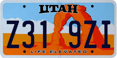 UT license plate Z319ZI