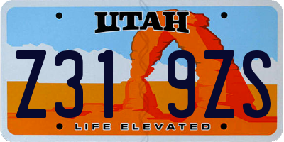 UT license plate Z319ZS
