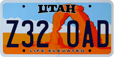 UT license plate Z320AD