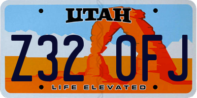 UT license plate Z320FJ