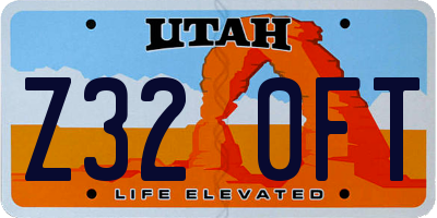 UT license plate Z320FT