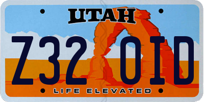 UT license plate Z320ID